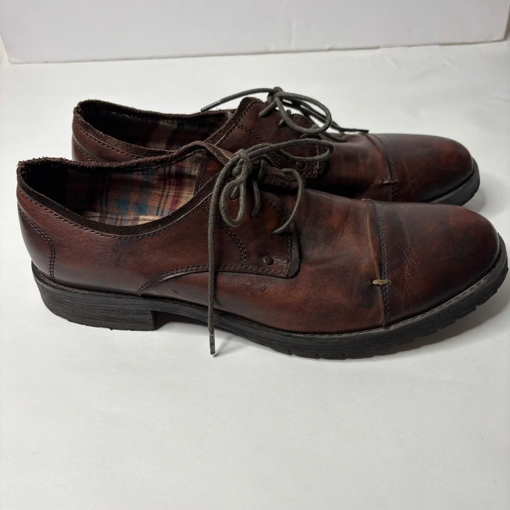 Bed Stu Volstead Mens 8.5 Oxford Cap Toe Brown Leather Dress Shoes Lace‎ Up